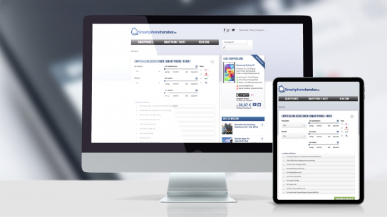 Screenshot der neuen Webseite unseres Kunden Smartphoneberater auf Desktop und Tablet