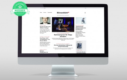 Teaserbild für Projekt Börsenblatt, Screenshots der Seite auf einem iMac