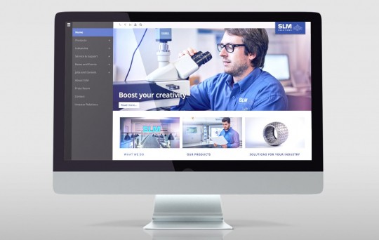 Screenshot der neuen Webseite unseres Kunden SLM Solutions Group AG