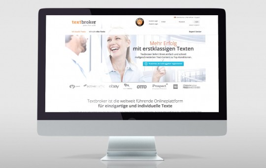 Screenshot der neuen Webseite unseres Kunden Textbroker 
