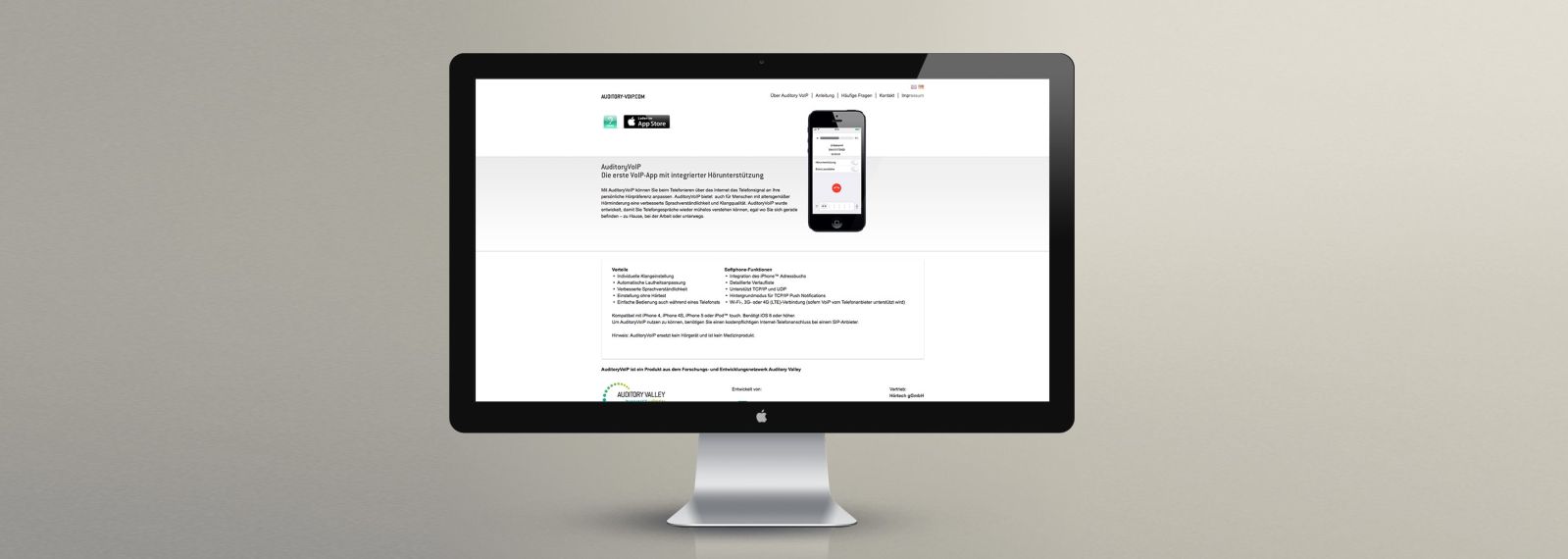 AuditoryVoIP auf einem Desktop-Bildschirm AuditoryVoIP auf einem Desktop-Bildschirm