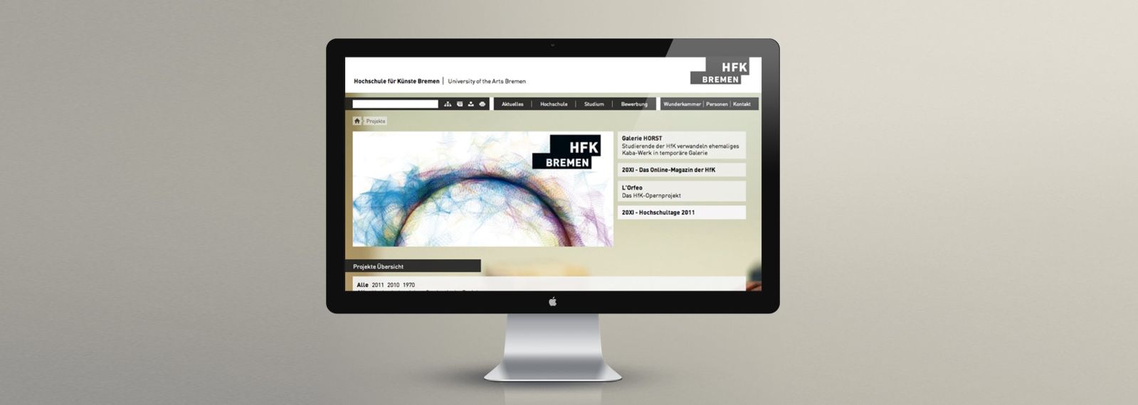 Hochschule für Künste Bremen auf einem Desktop-Bildschirm Hochschule für Künste Bremen auf einem Desktop-Bildschirm