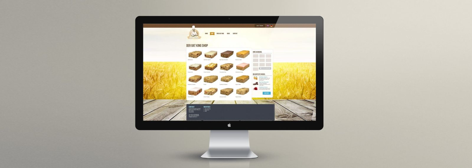 Oat King Online-Shop auf einem Desktop-Bildschirm Oat King Online-Shop auf einem Desktop-Bildschirm
