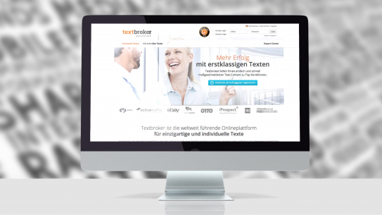 Screenshot der neuen Webseite unseres Kunden Textbroker 