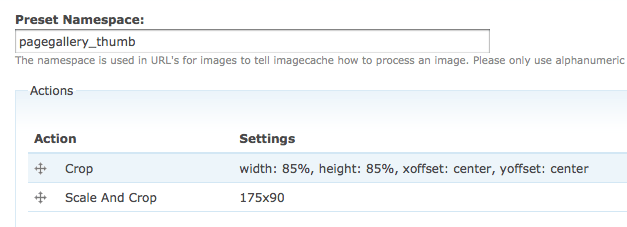 Image thumbnails settings