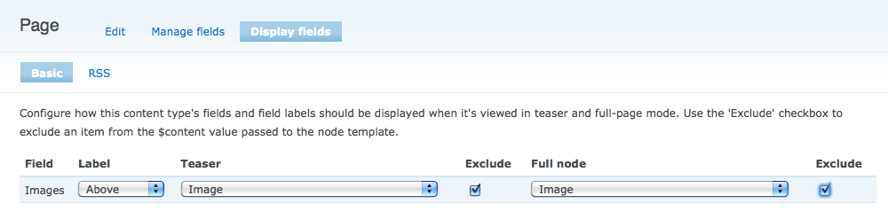 Page display settings