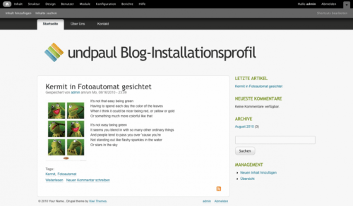 Ansicht nach der Installation von Drupal 7