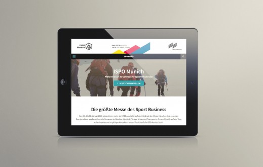 Screenshot der Tabletansicht der neuen ISPO Webseite Screenshot der Tabletansicht der neuen ISPO Webseite