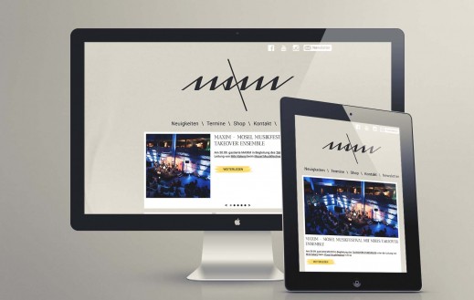Screenshot der neu gestalteten Webseite des Künstlers Maxim