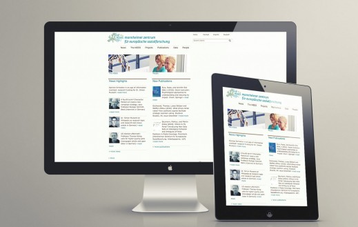 Screenshot der neuen Webseite unseres Kunden MZES Uni Mannheim auf Desktop und Tablet Screenshot der neuen Webseite unseres Kunden MZES Uni Mannheim auf Desktop und Tablet