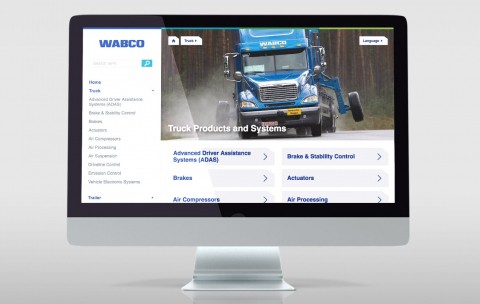 Screenshot der neuen Webseite unseres Kunden WABCO Product Portfolio auf Desktop