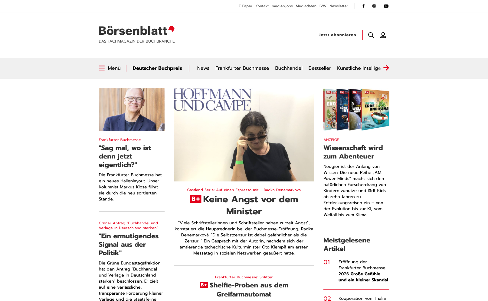 Screenshot der Börsenblatt Website
