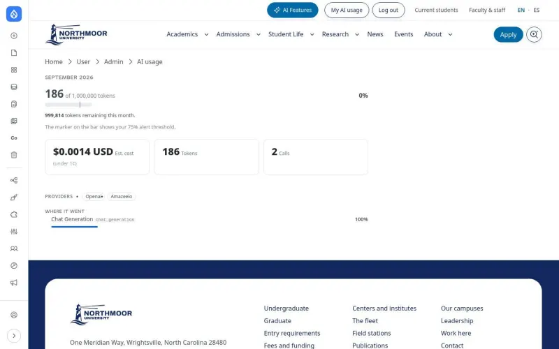 Personal AI usage with token budget and estimated costs