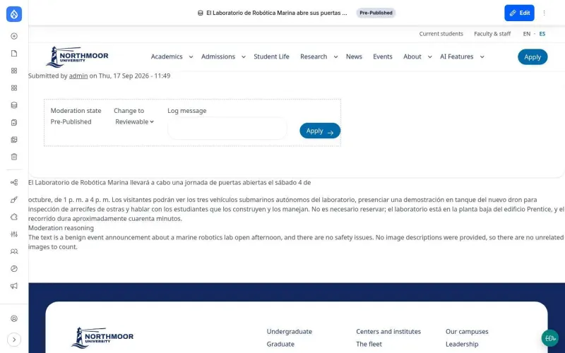 Translated article in Spanish with a review note