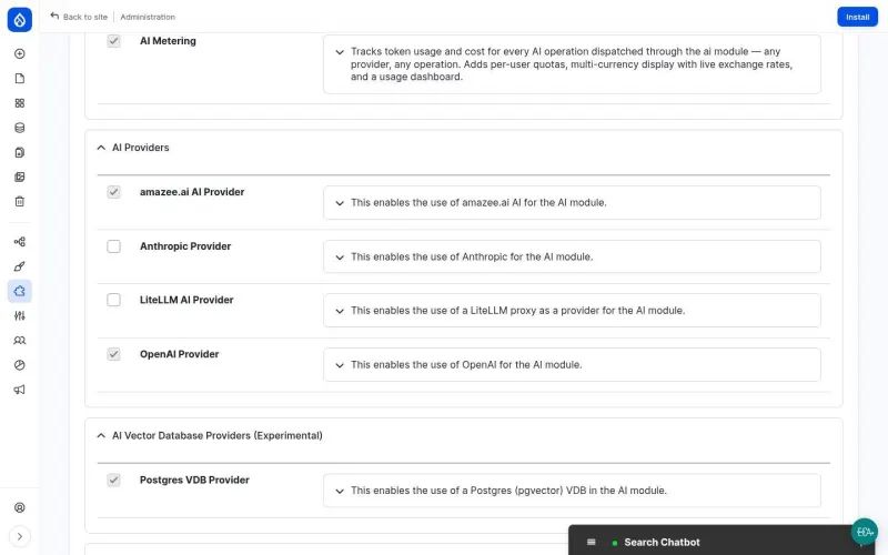 Module overview with the AI Providers group